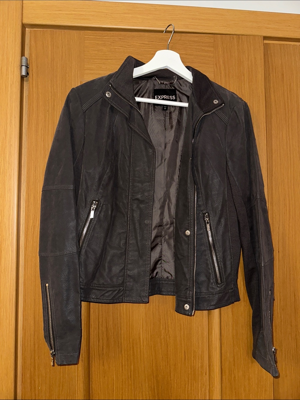 Express Black Leather Moto-Style Jacket